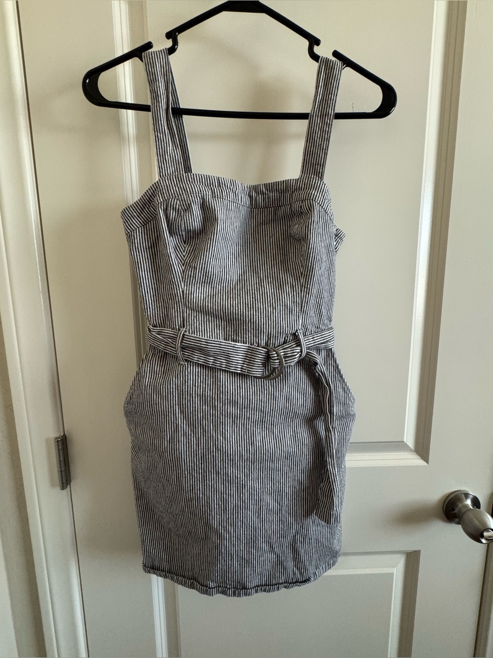 Hollister Striped Belted Sleeveless Mini Dress